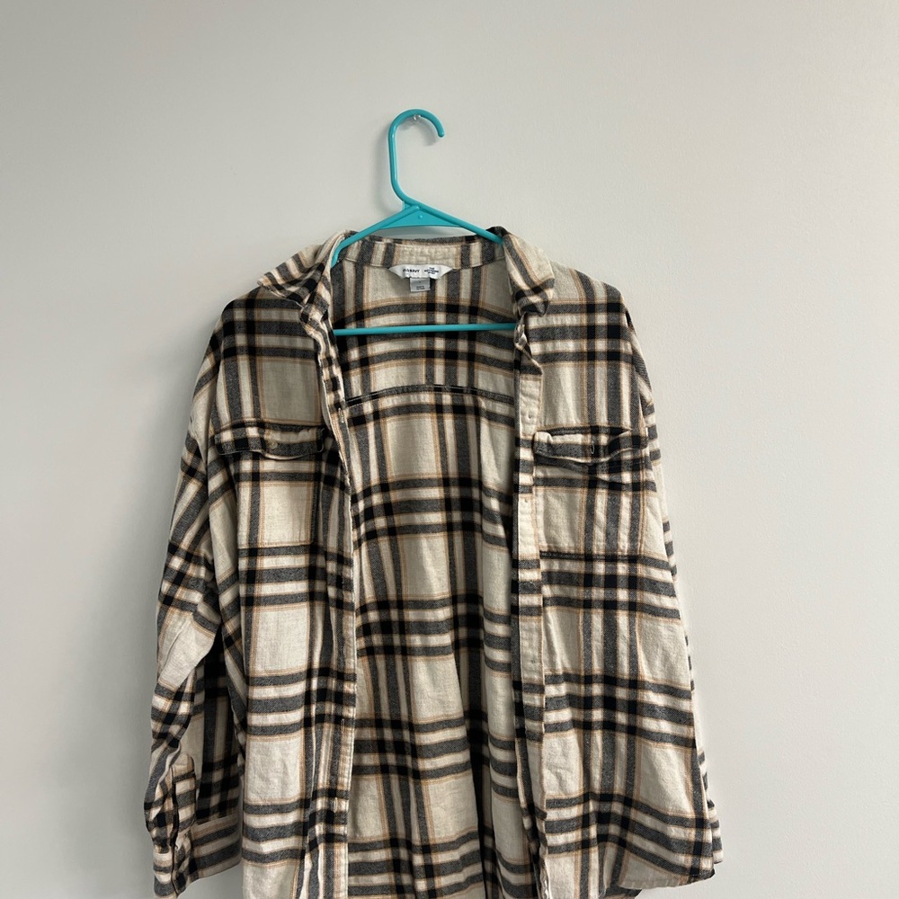 Old Navy Plaid Hooded Sweatshirt - Black and Cream